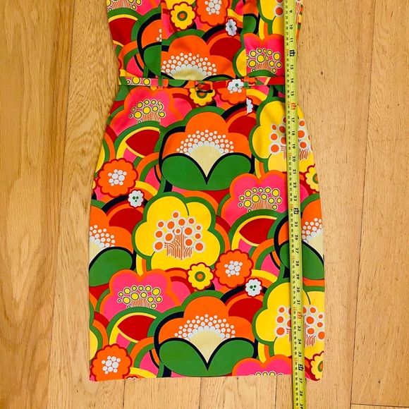 Mod small 2 4 wiggle sheath dress floral 60s belt - Picture 7 of 14